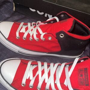 Converse Red and Black High-Top Sneakers